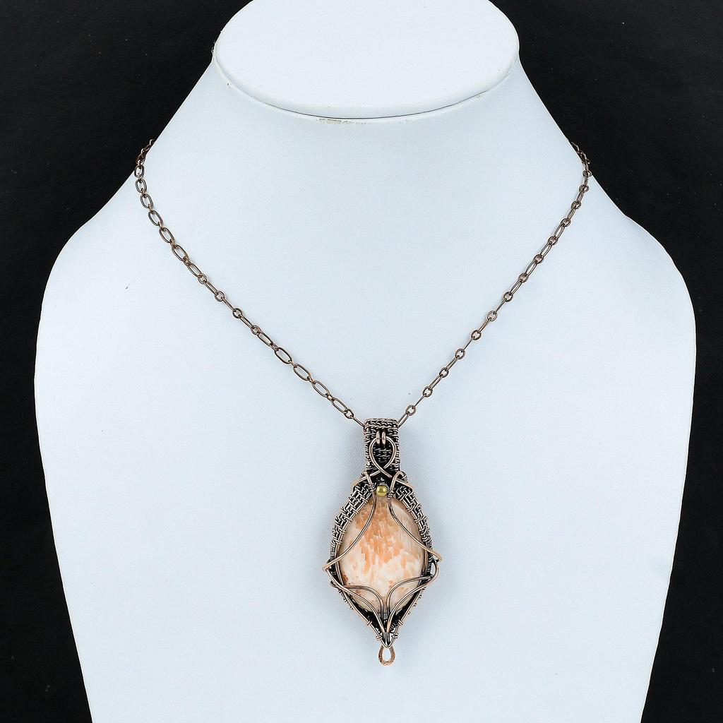 Подвеска из сколецита, кулон из медной проволоки, совершенно новые ювелирные изделия из драгоценных камней, уникальный стиль ручной работы, кулон из медной проволоки, ювелирный подарок для мамы