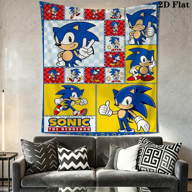 Hedgehog Sonic Soar Wall Hanging Printed Fabric Blanket Decorative Tapestries for Bedroom Living Room Home Decor