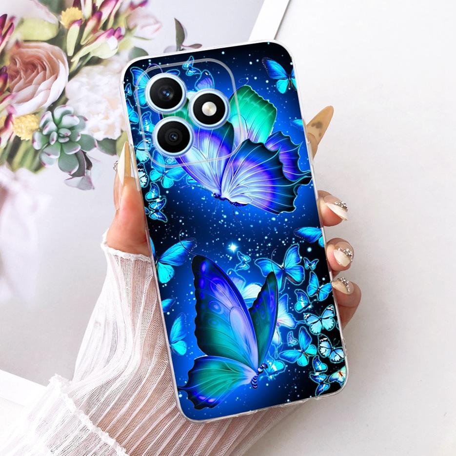 Чехол для Honor X8d 4G Милый Кот Роскошные Цветы Рисованный Чехол Мягкий Тонкий Чехол для Телефона Для Honor X8d X 8d HonorX8d 4G Задняя Крышка Coque