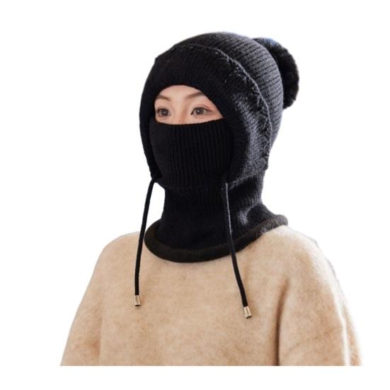 Женская ветрозащитная вязаная шапка с флисовой подкладкой 3-в-1 шарф-капюшон для холодной погоды, для катания на лыжах, пеших прогулок, головной убор