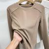 European autumn and winter polished thickened bottoming shirt women's long-sleeved inner shoulder T-shirt women's slim design thin velvet top