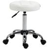 Swivel Stool, Salon Stool, Height Adjustable, Faux Leather, Quilted Design, diameter 35.5 x 48-63 cm, White/Silver