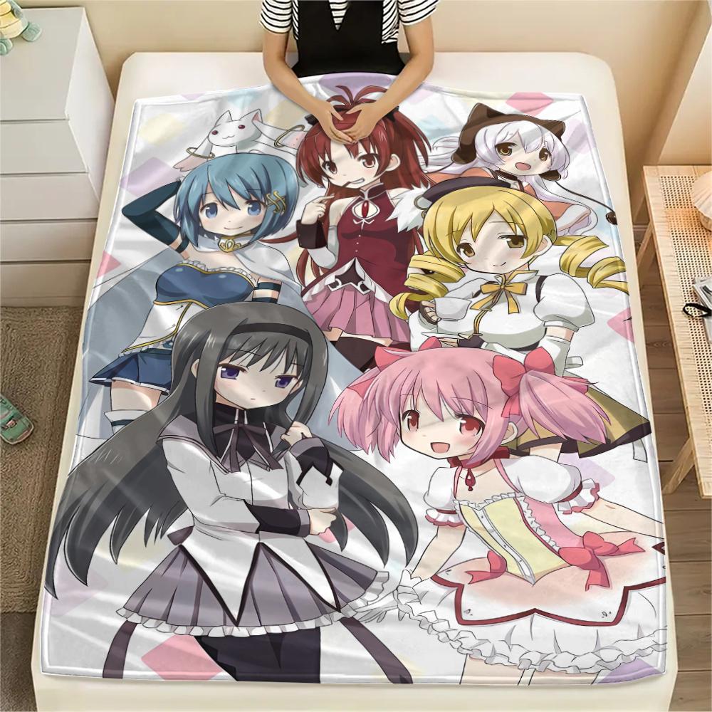 1 шт. Фланелевое одеяло с принтом Puella Magi Madoka Magica, Высокое качество, Для всех сезонов, Декор для дома, Тепло и уют, Идеально для рождественских подарков