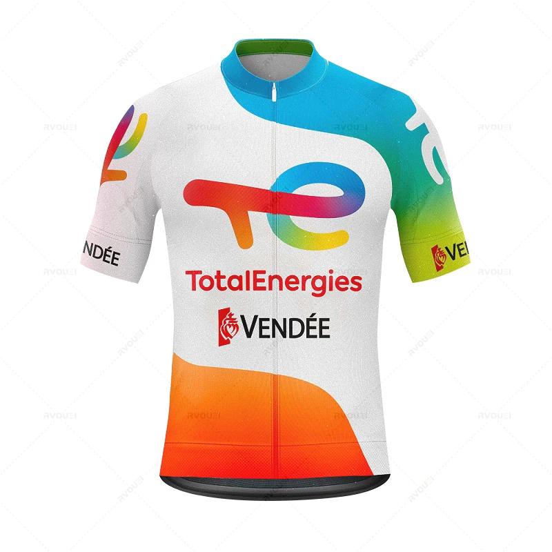 Комплект велосипедной формы команды Total Energies Дышащий МТБ Майка Ciclismo Hombre Спортивная одежда для улицы С нагрудником Летняя велосипедная одежда
