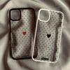 Простой милый розово-черный чехол для телефона в форме сердца для iPhone 17 Pro 16 15 14 13 12 11 XR XS Max 7 8Plus, прозрачный жесткий чехол в горошек