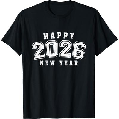 Товары для вечеринки в канун Нового года 2026 С Новым годом Мужская и женская футболка Празднование Нового года Вечеринка Унисекс Летние топы с коротким рукавом