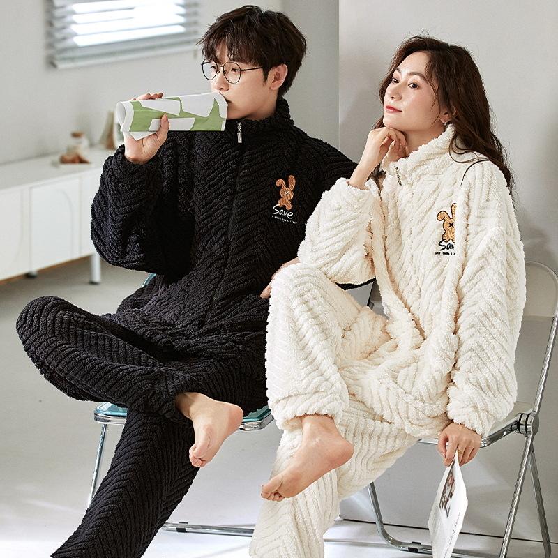 Зимний мужской домашний костюм из кораллового бархата, утолщенный плюс бархат, чтобы согреться зимой, можно носить повседневный кардиган, домашний служебный костюм