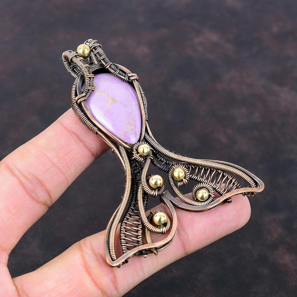 Phosphosiderite Pendant Copper Wire Wrapped Pendant Handmade Gemstone Pendant Phosphosiderite Jewelry Fish Pendant For Gift Copper Jewelry