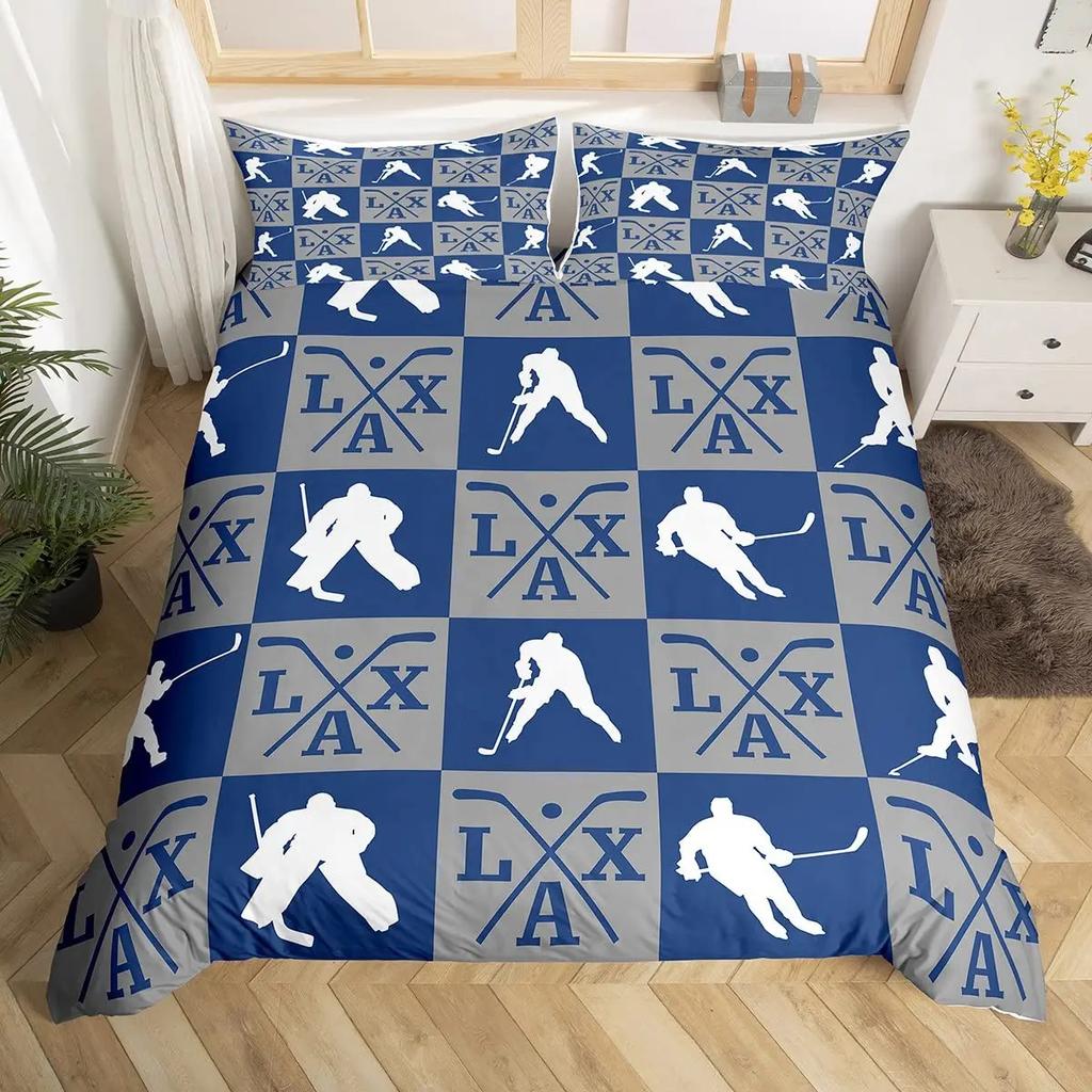 Комплект пододеяльника для хоккея 2/3 предмета Хоккейный спортивный пододеяльник Полиэстер Хоккейная шайба Мяч Размер Кинг/Евро Пододеяльник для мальчиков