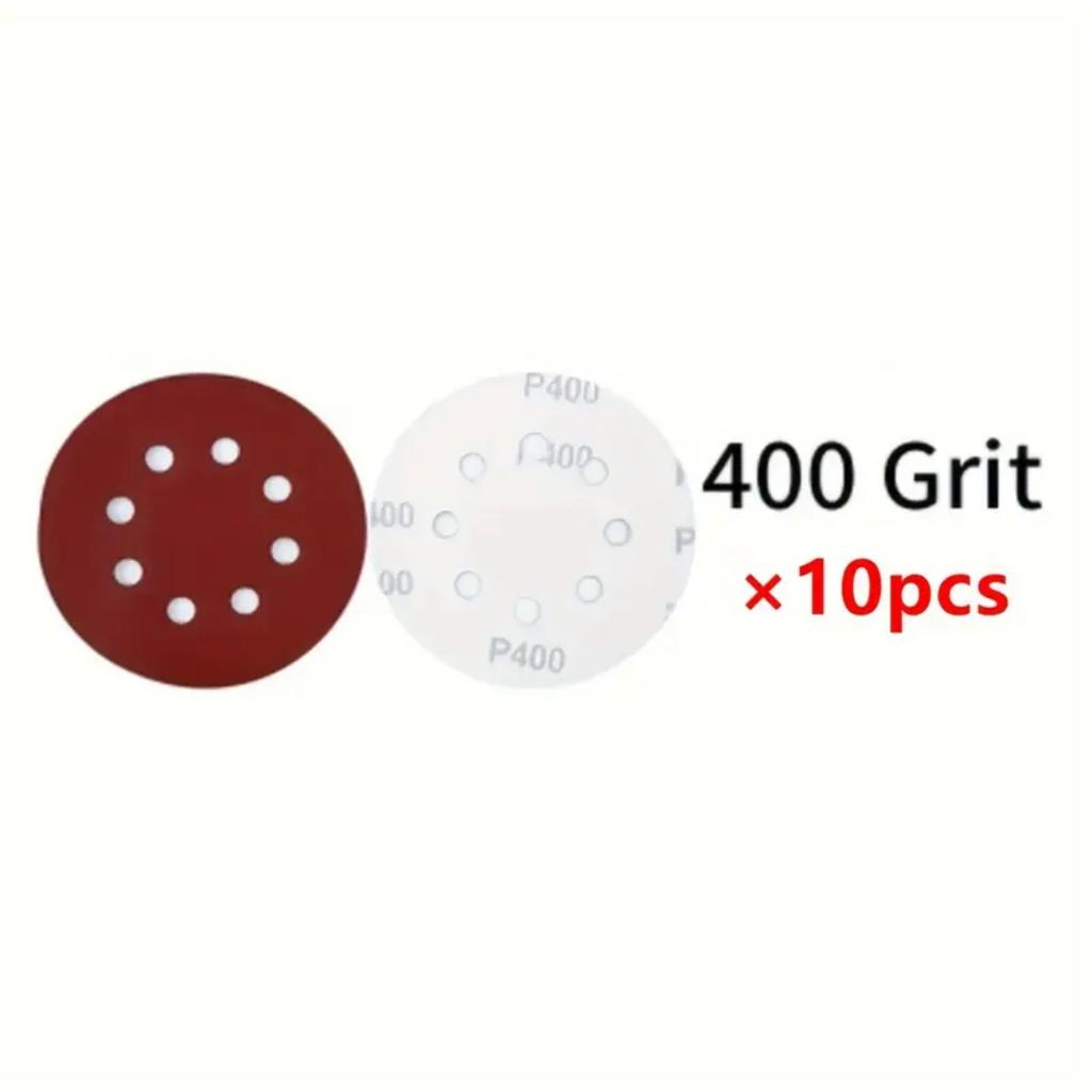 5/10pcs 5-Inch 8-Hole 125mm Red Sanding Discs, Hook And Loop Sandpaper For Dry Sanding, Random Orbital Sander Pads #100-#600