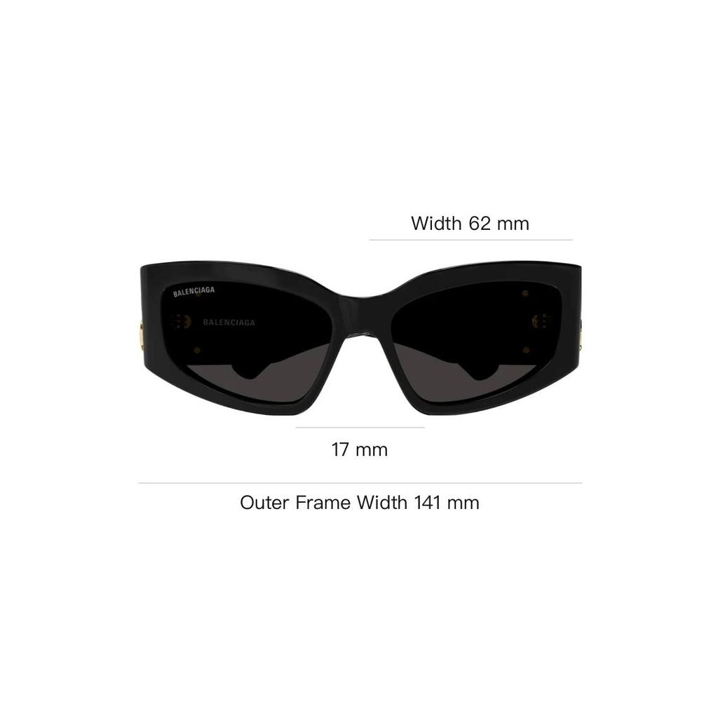 Balenciaga Logo Rectangle Sunglasses Unisex sunglasses Black BB0321S002