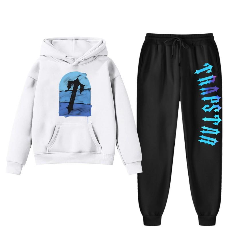 Trapstar Print Hoodie Pants Set Men Women Casual Streetwear Winter