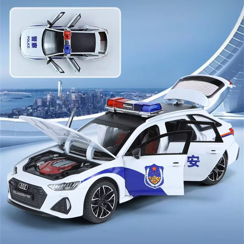 Новая 1/24 RS6 Avant Station Wagon Модель автомобиля из литого металла Игрушечная полицейская машина Модель автомобиля Моделирование Звук и Свет Дети Мальчики Подарок