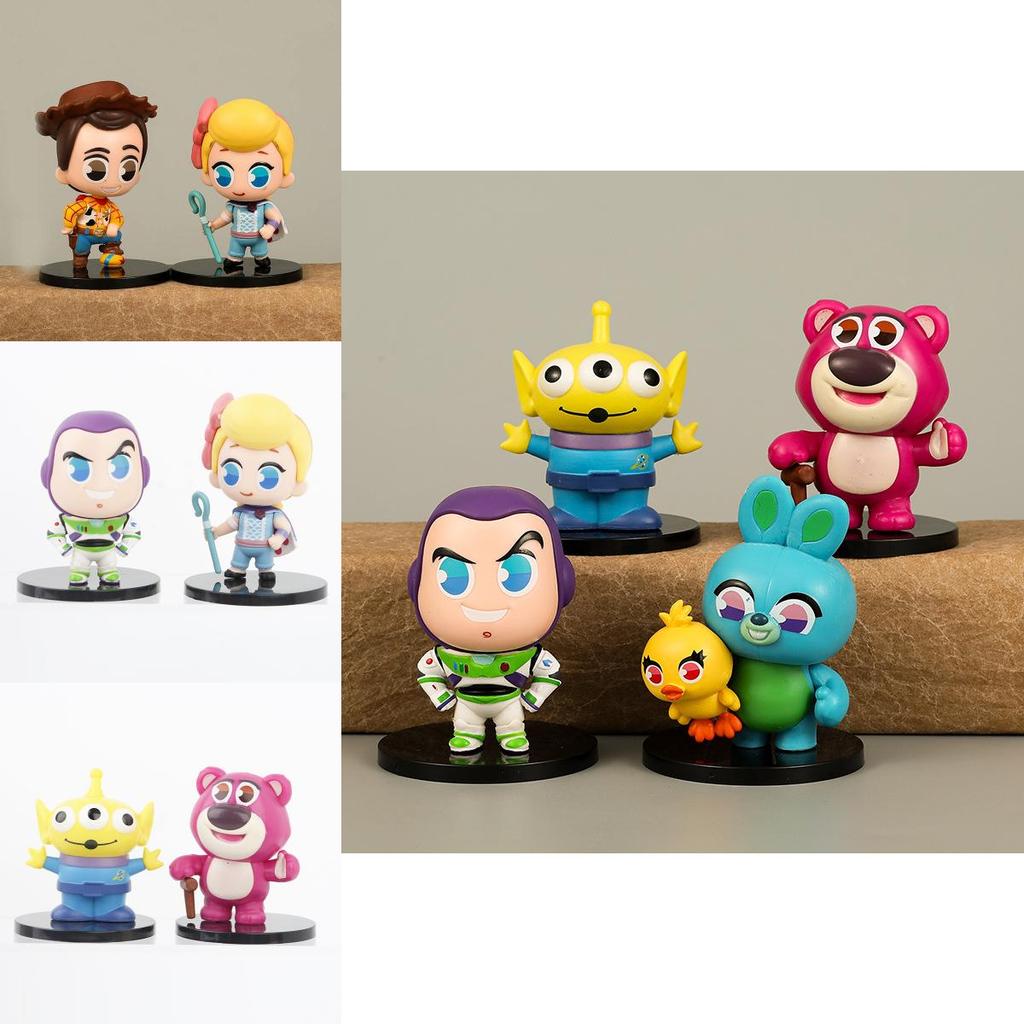Charming Pink Bear Rabbit Alien Cartoon Figurines Pvc Anime Characters 8cm Set