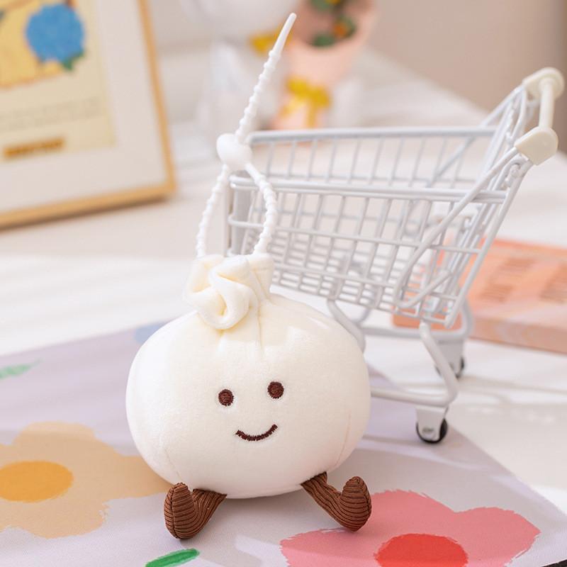 Dumpling Plush Steamed Buns Keychain Backpack Pp Cotton Stuffed Animal Gift Toy