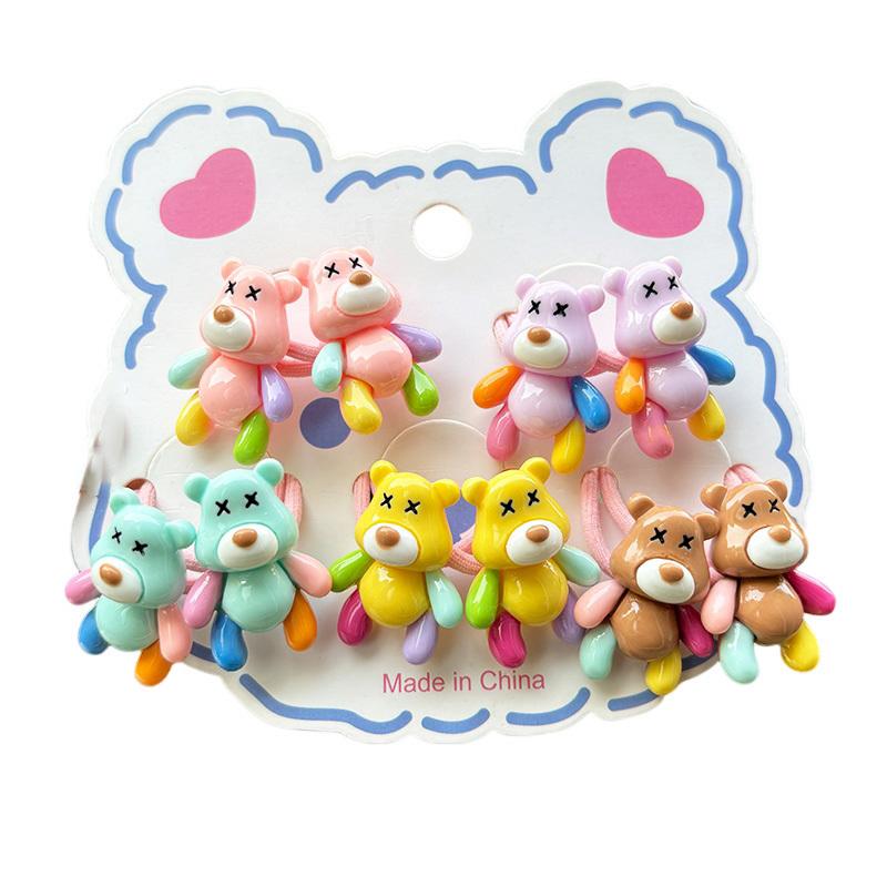 2PCS New Cute Red Cartoon Cream Bear Girls Kids Elastic Hair Bands Princess Hair Accessories Children Hair Ties Baby Headwear