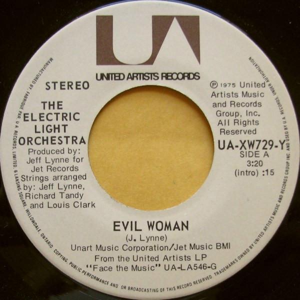 7inch Record ELECTRIC LIGHT ORCHESTRA - Evil Woman / Strange Magic UAXW729Y United Artists  1975 Canada Rock Used