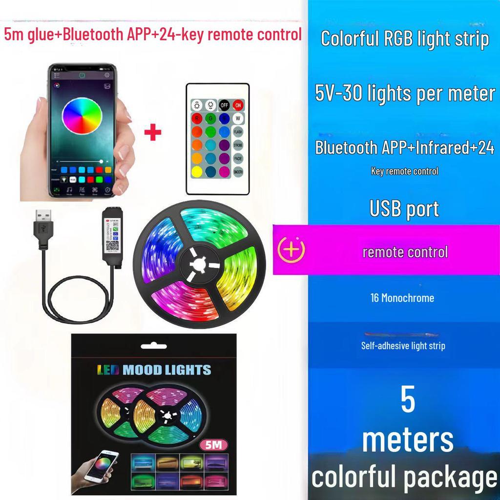Комплект светодиодной ленты RGB 5 В: Меняющий цвет USB Bluetooth смарт-фон для украшения стола и стен.
