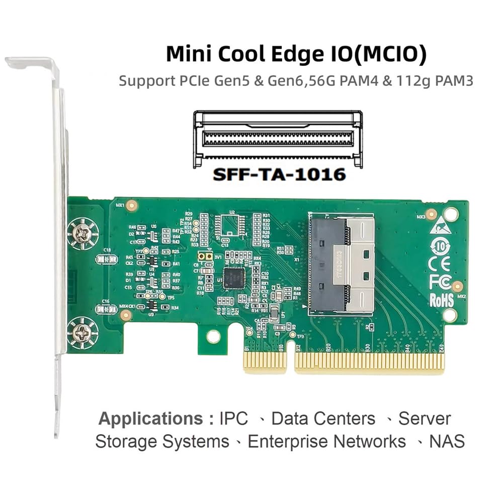 NFHK Адаптер 8X to MCIO 8i Mini Cool Edge IO VROC для материнской платы SSD Видеокарта PCIE5.0 PCI-Express SFF-TA-1016