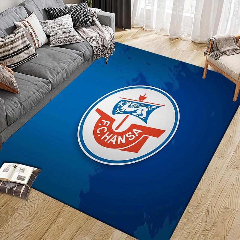 FC Hansa Rostock Flannel Pattern Square Carpet,Area Rug,Carpet Rug for Living Room Bedroom Sofa Playroom Decor,Non-slip Floor Mat