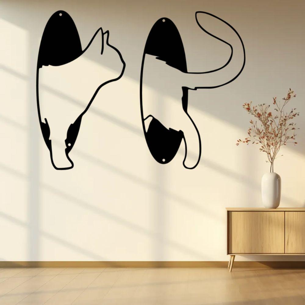 2Pcs/set Iron Art Cat Hanging Pendant Handmade Cat Wall Hanging Ornaments Office