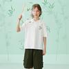 Zhimi Boys' 5A Antibacterial Pure Cotton Polo T-Shirt New Chinese Style Bamboo Print