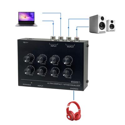 Профессиональный фонокорректор-эквалайзер с 7-полосным эквалайзером Hi-Fi раздельный регулятор звука для чистого и сбалансированного звукового выхода