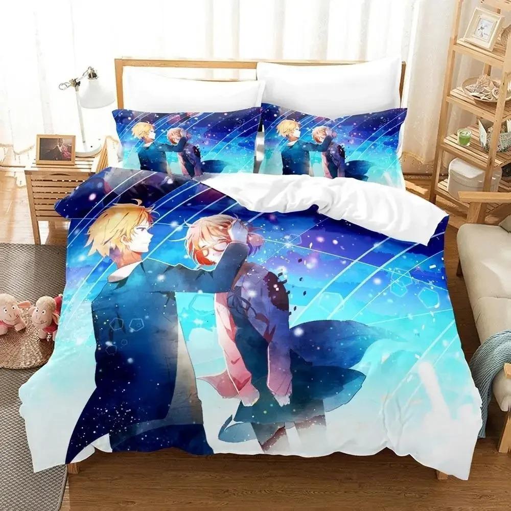 New Beyond the Boundary Bedding Set Cartoon Anime three-piece set Adult Kid Bedroom Duvet cover Sets 3D Kawaii Girl Home textile