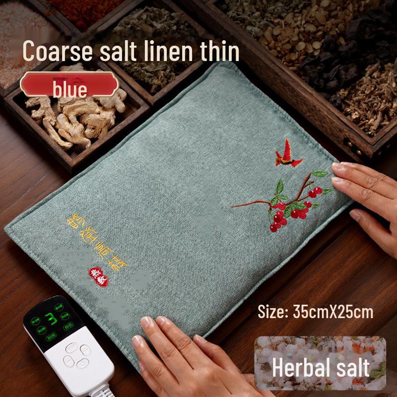 Электрический нагревательный соляной мешок для прижигания всего тела: Горячий компресс с полынью и морской солью для облегчения боли в плечах, шее и талии.