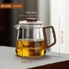 Pokaro Tea Heat-Resistant Glass Teapot, 650ml, with Lid, Wooden Handle, and Glass Tea Strainer, Stovetop-Safe, Handmade, with Black Tea Pods, Boiling
