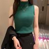 Женский осенне-зимний топ с полувысоким воротником без рукавов, с трикотажной подкладкой, приталенный блейзер с длинным рукавом, простой свитер