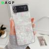 Flip6 Flip5 Case Tulip Flower Shell Pattern Luxury Ultrathin Shockproof for Samsung Galaxy Z Flip 6 5 4 3 Z5 Z6 5G Cases Cover