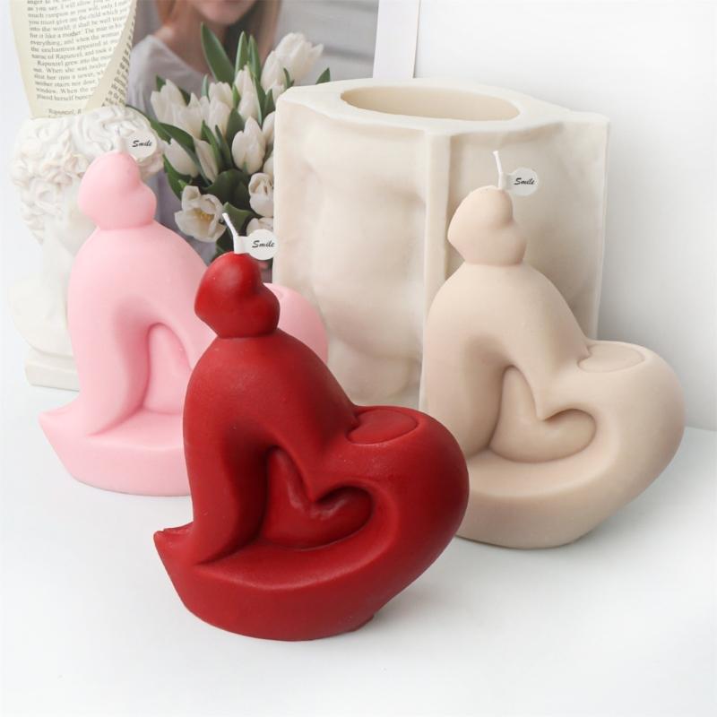 Silicone Candle Mould Heart Shaped Molds Cake Fondant Chocolate Mold Epoxy Casting Resin Moulds Food Grade Silicone