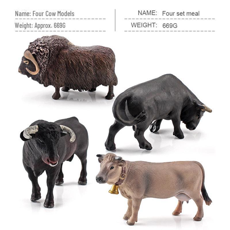 Swiss Brown Bull and Musk Ox North African Model Toy Ranch Animal Ornaments