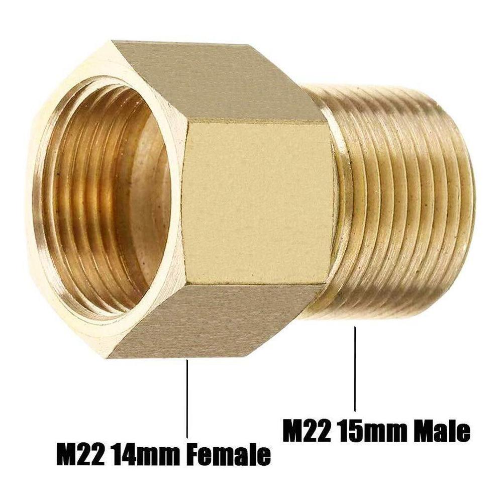 2xМуфта M22 15 мм наружная резьба к M22 14 мм внутренняя резьба для шланга мойки высокого давления