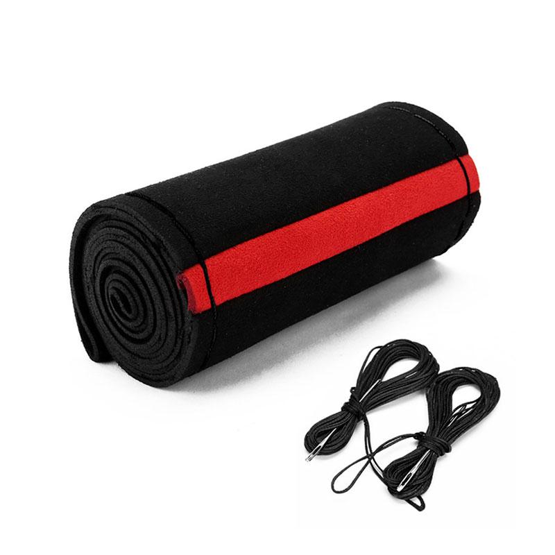 SEAMETAL Меховой чехол на руль для автомобиля, универсальный 38 см, плетеный защитный чехол на руль автомобиля, кожаные противоскользящие внутренние детали