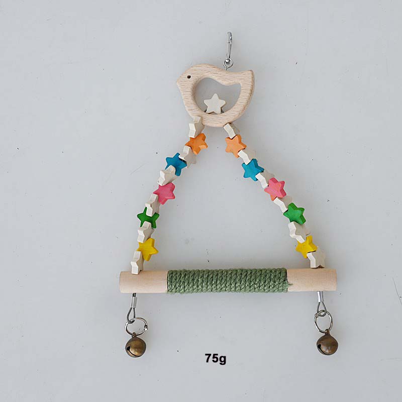 Factory Colorful Hemp Rope Swings Wooden Chewing and Grinding Toys Parrot Bird Supplies