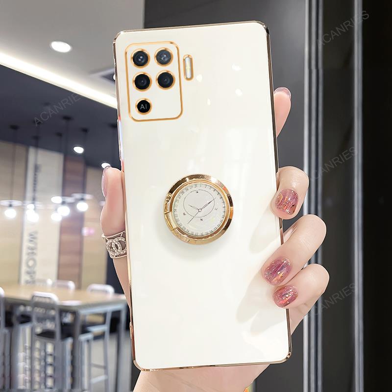 Reno5 Reno6 Роскошный чехол-держатель с покрытием для Oppo Reno 5 6 Lite 10 Pro 7 8 9 4g Reno10 Подставка Силиконовая задняя крышка Reno7 5lite