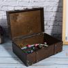 Винтажный деревянный ящик для хранения, декоративный сундук для драгоценностей с замком, украшение для дома6282?2302