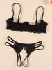 Lace Crotchless Bra G-string Set 2pcs Erotic Cutout Bra Open Cup Bra Hollow Out Underwears Women Lingerie