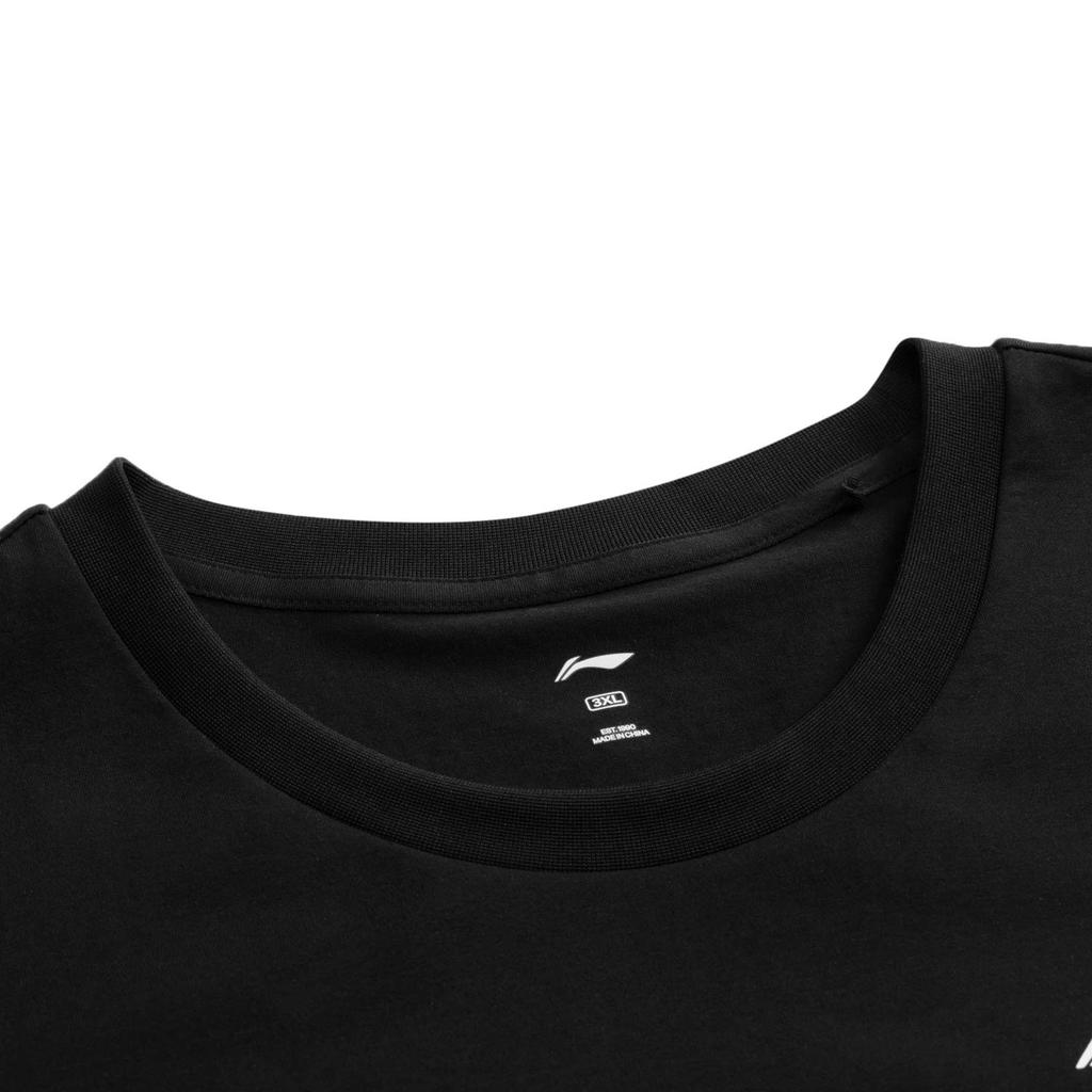 Футболка для бадминтона Li Ning с рисунком аниме и мультяшным принтом, с круглым вырезом, удобная, универсальная, дышащая, с коротким рукавом, унисекс, черная AHSUA47-1