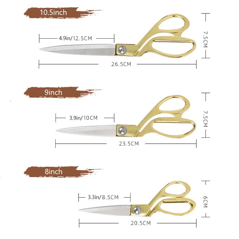 Золотые портновские ножницы 8/9,5/10,5 дюйма, профессиональные швейные ножницы из марганцевой стали, серебряные ножницы
