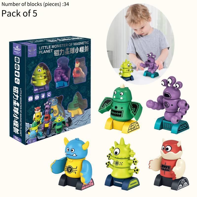 Магнитный летающий диск игрушка-монстр для детей 3-6 лет набор для сборки самолета сделай сам с магнитными блоками пластиковый материал размер 38*33*7,6 см