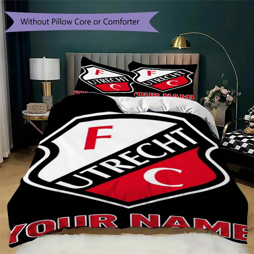 Custom Name FC Utrecht Pattern Bedding uilt Set uilt Cover Pillowcase Home Decoration Birthday Gift (1*duvet cover+2*pillowcase without core)