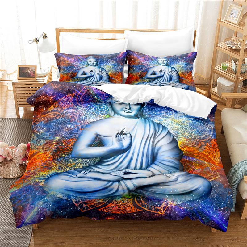 Buddha Duvet Cover Set Queen Size Single Double Bed 220x240cm Twin King Full Bedding Sets Quilt Case Linens 3D HD Pillowcase