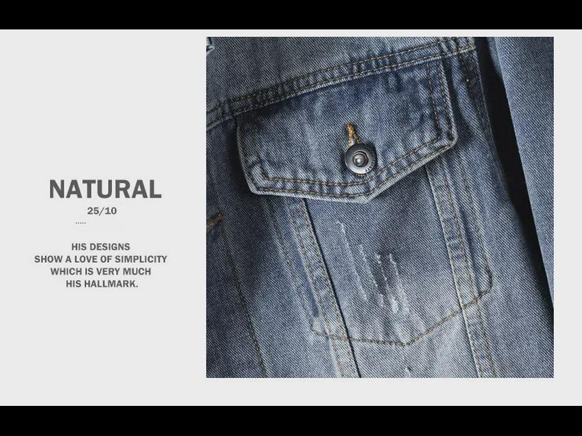 Мужская модная джинсовая куртка свободного кроя - коллекция весна/осень 2023 г., большой размер, высокое качество