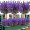 12 Bundles Fake Flowers Artificial Lavender Flowers Outdoor UV Resistant No Fade Faux Plastic Plants Garden Porch Window Box Decorating