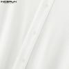 INCERUN Men Spring Lapel Neck Oblique Placket Knitted Loose Tops Casual Shirts