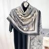 Autumn and Winter Fashion Cotton and Linen Long Flower Printed Scarf Women's High-end Elegant Warm Shawl Neck Scarf