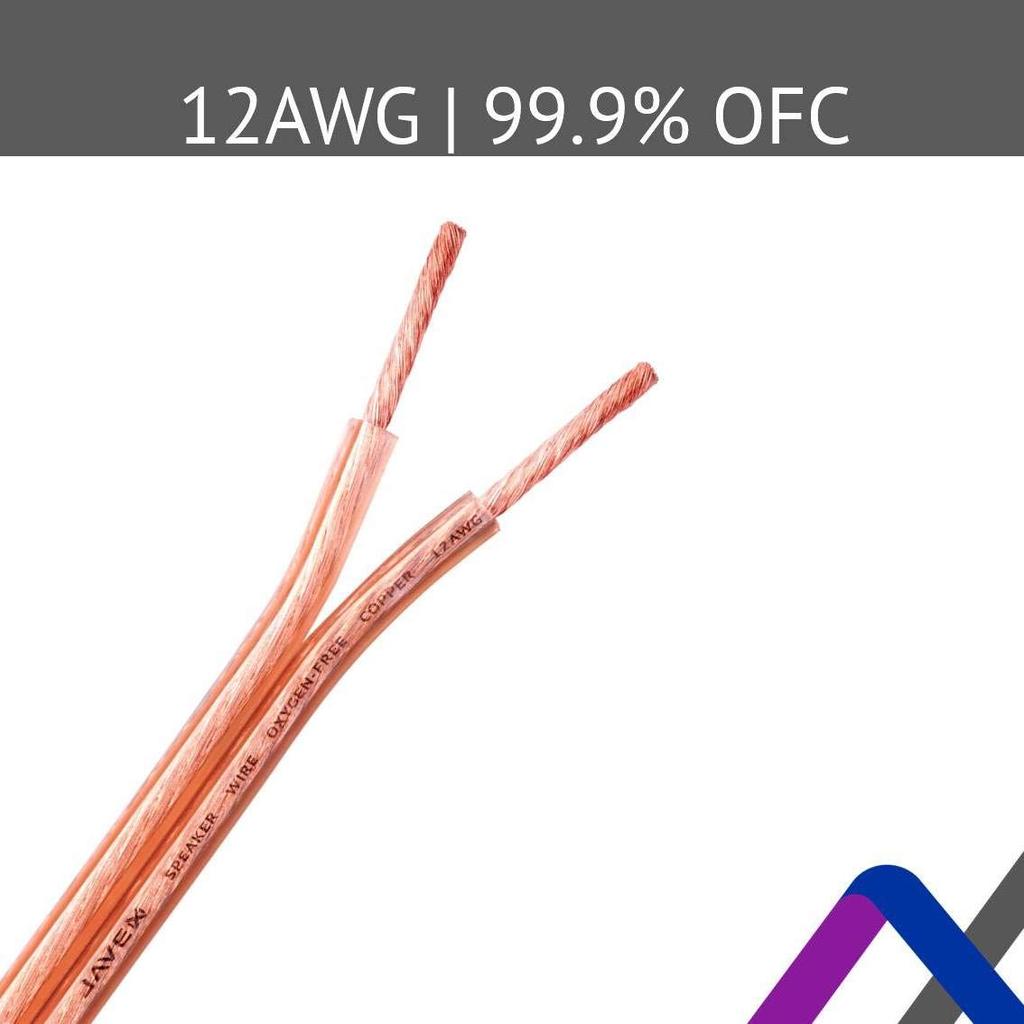 JAVEX Speaker Wire 12 Gauge AWG [2x3.38mm2] [OFC Oxygen Free Copper 99.9%] Copper Stranded Wire, Flat Cable, 30.5M100FT